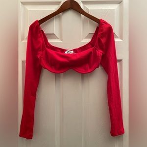 Princess Polly Red Long Sleeve Crop Top